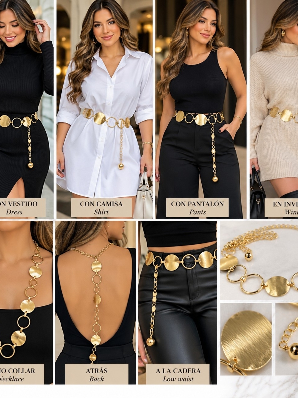 Gold Disc Chain Waist Belt for Women - Statement Fashion Accessory